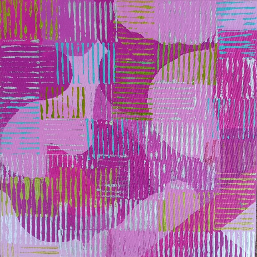 Pink’s Vibrant View - Acrylic on Canvas 13"x13"