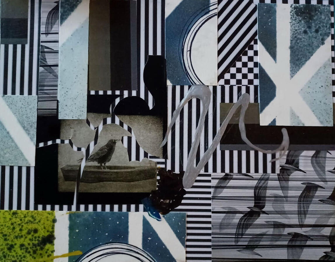 Abstract Raven - Acrylic, Alcohol Ink on Birch Panel 14&quot;x11&quot;